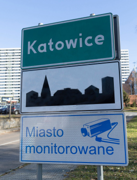Katowice, city monitored blackboard
