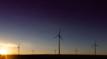 Wind turbines and the setting sun