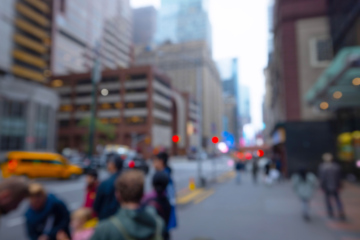 Foggy and blurry image, New York, people on the street