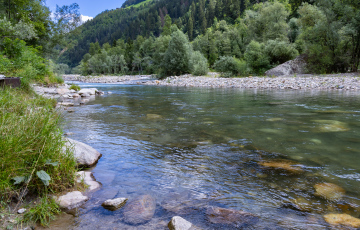 Mountain River with rocky banks