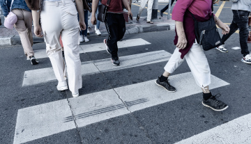 People at the Pedestrian Crossing, everyday life in the city.