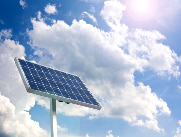 Solar Cell On Sky Background