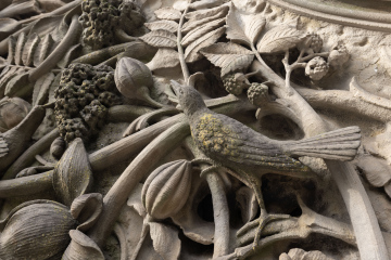 Architectural details, plant motif and birds, Central Park in New York