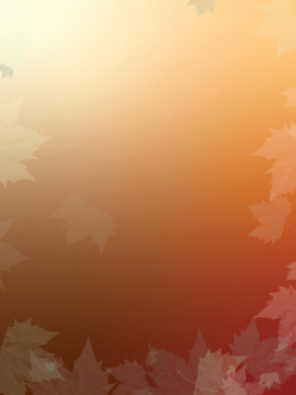 Orange background, leaf motif,