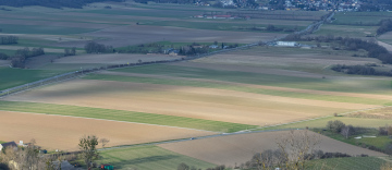 Cultivated fields, farmland, top view