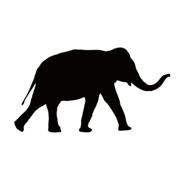 Elephant, vector silhouette, free image